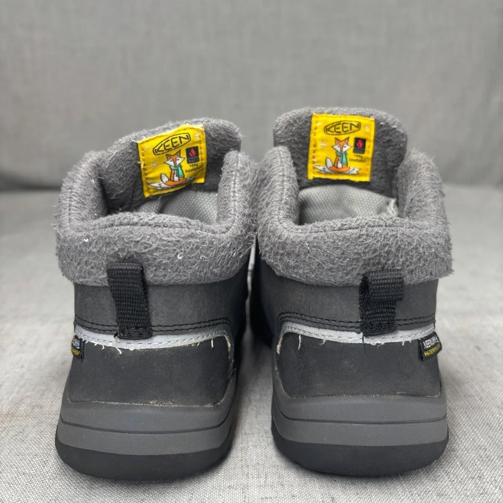 Keen Kootenay III Boots Gray Leather Waterproof Insulated‎ Hiking Kids Size 12